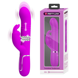 Multifonksiyonlu Oynarbaşlı 7 titreşimli Rabbit Vibratör Pembe